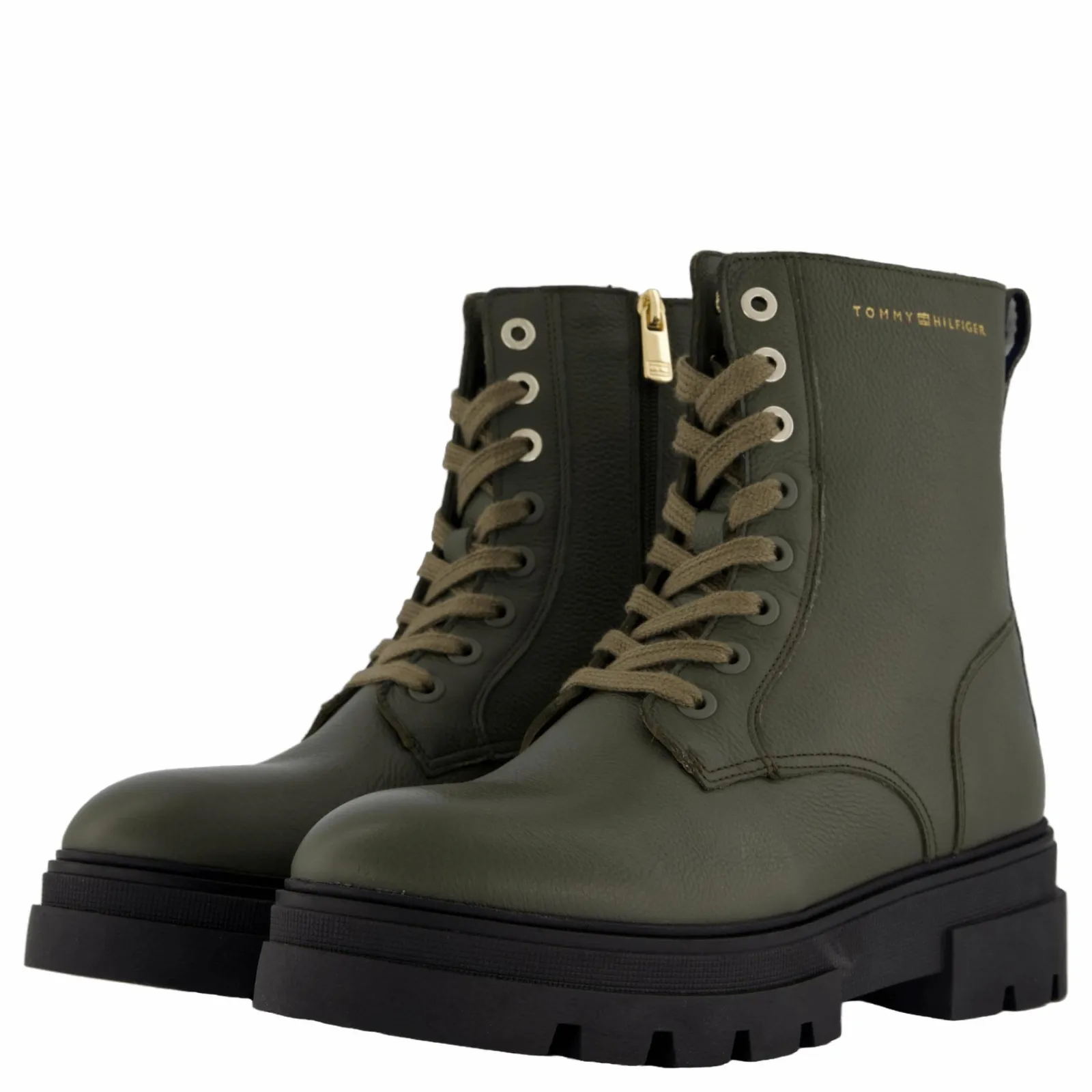 Tommy Hilfiger Bicolor Leather Lace-up Army Green