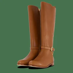 Lauren Ralph Lauren Blayke Burnished Leather Tall Boot Deep Saddle Tan