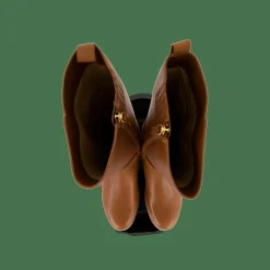 Lauren Ralph Lauren Blayke Burnished Leather Tall Boot Deep Saddle Tan