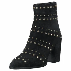 A Pair Bootlet W/Rivets Black Suede