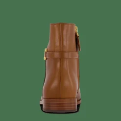 Lauren Ralph Lauren Briela Burnished Leather Bootie Deep Saddle Tan