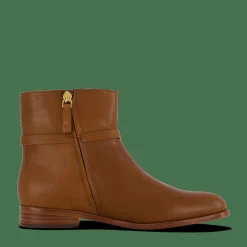 Lauren Ralph Lauren Briela Burnished Leather Bootie Deep Saddle Tan