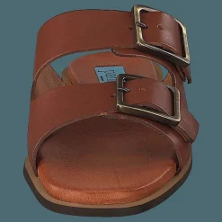A Pair Buckles Square Flat Cognac
