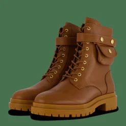 Lauren Ralph Lauren Cammie Burnished Leather Boot Deep Saddle Tan