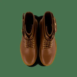 Lauren Ralph Lauren Cammie Burnished Leather Boot Deep Saddle Tan