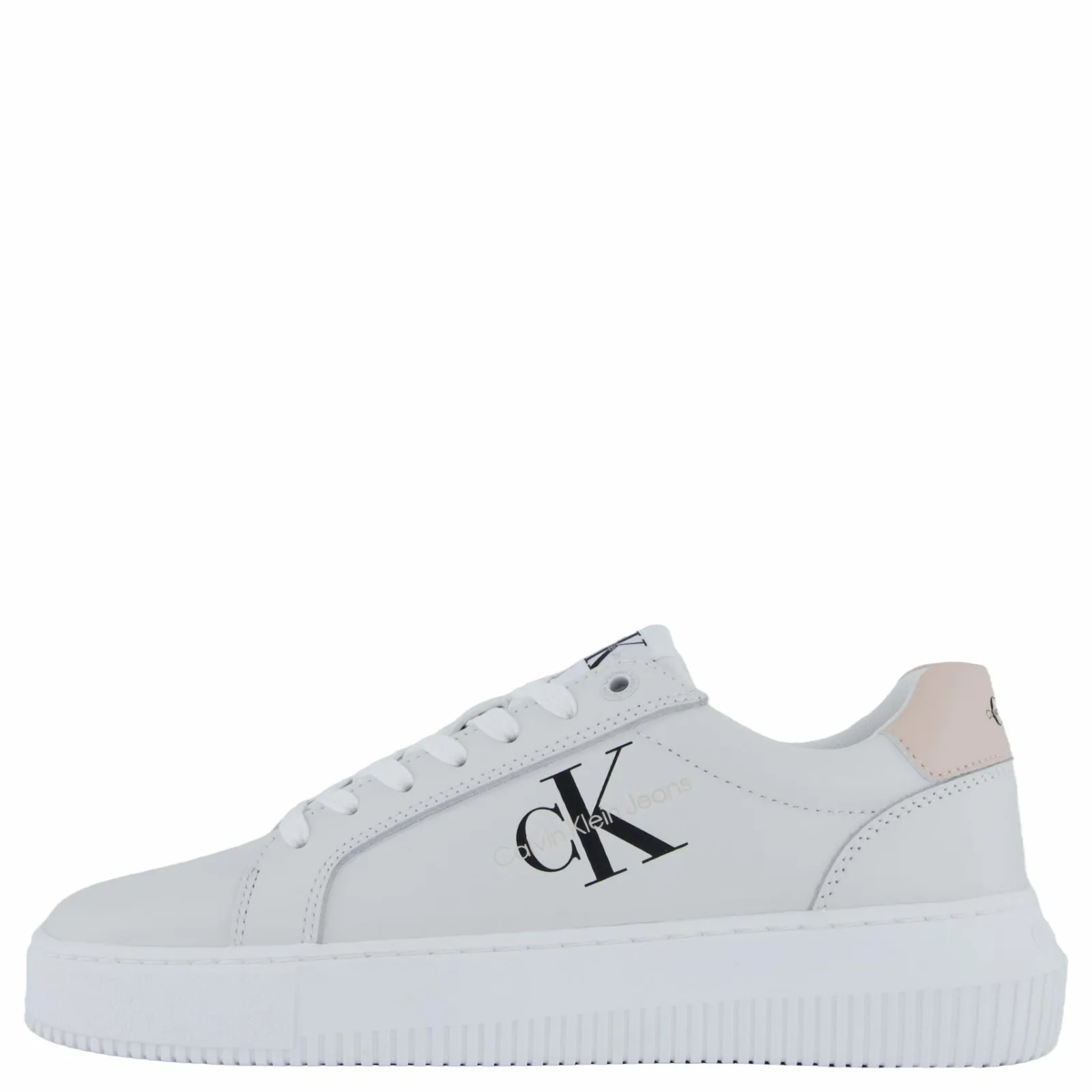 Calvin Klein Chunky Cupsole Mono Lth Wn Bright White/whisper Pink