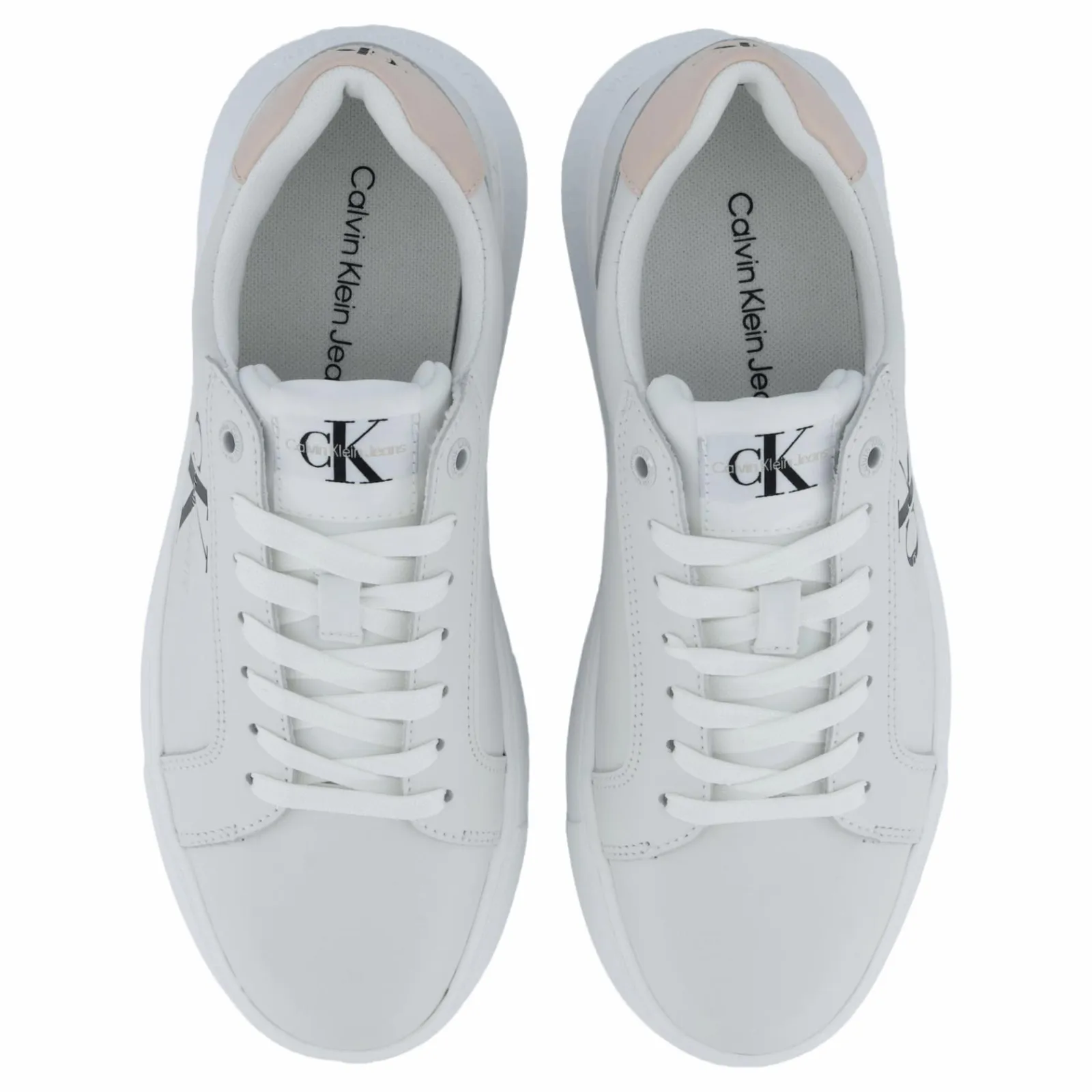 Calvin Klein Chunky Cupsole Mono Lth Wn Bright White/whisper Pink