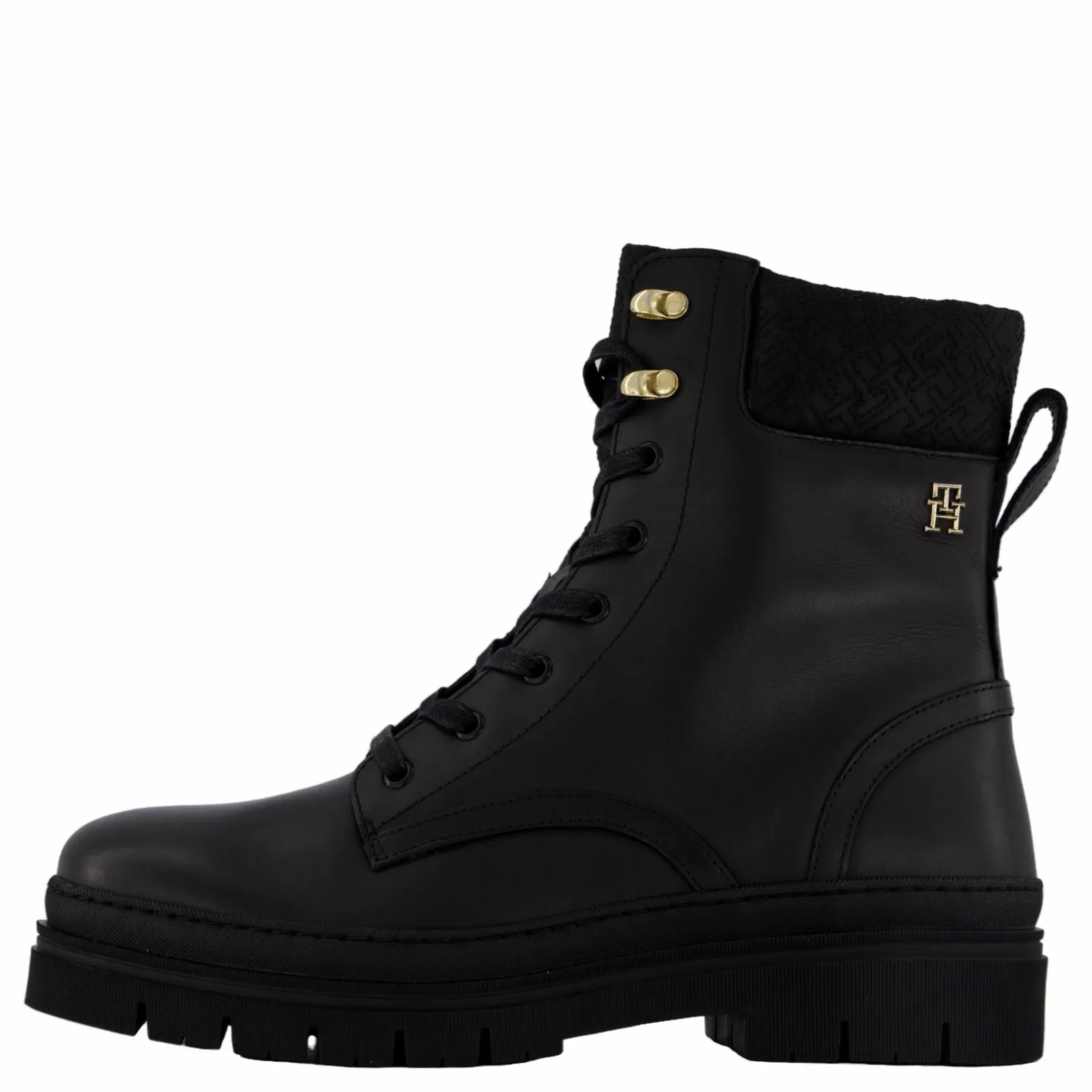 Tommy Hilfiger Cleated Lace-up Lthr Mix Mono Black