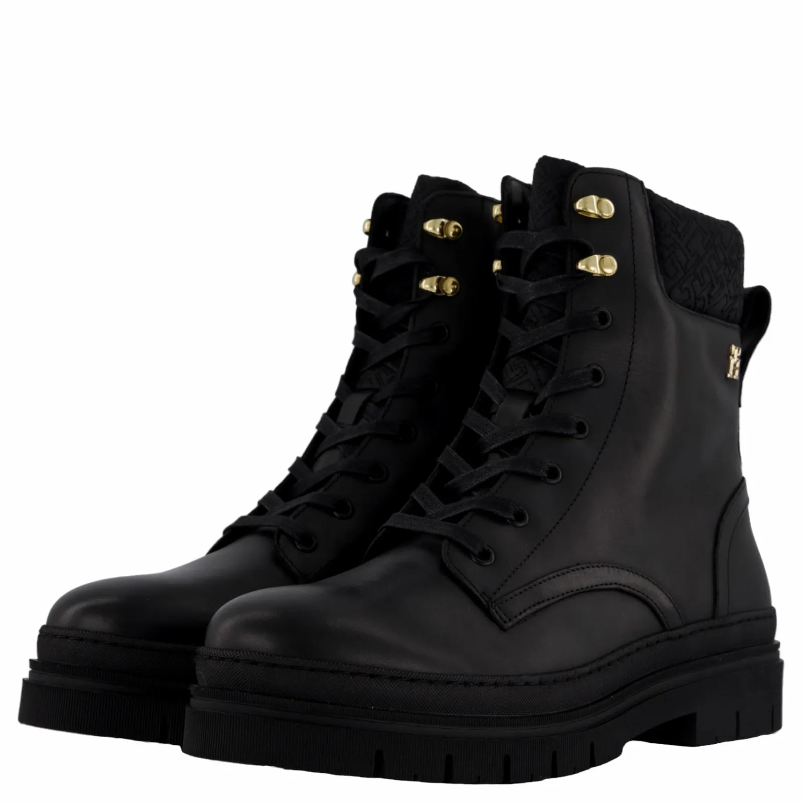 Tommy Hilfiger Cleated Lace-up Lthr Mix Mono Black