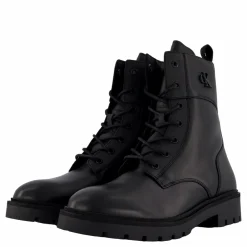 Calvin Klein Combat Boot Mid Zip Lth In Cal Triple Black