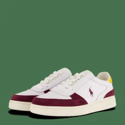Polo Ralph Lauren Court Leather-Suede Sneaker White / Wine / Gold