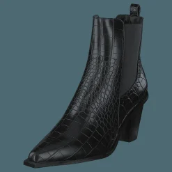 NA-KD Croc Pointy Block Heel Black