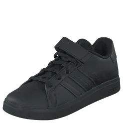 Barn adidas Grand Court Elastic Lace and Top Strap Shoes Core Black / Core Black / Grey Six