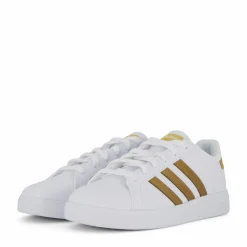 Barn adidas Grand Court Sustainable Lace Shoes Cloud White / Cloud White / Matte Gold