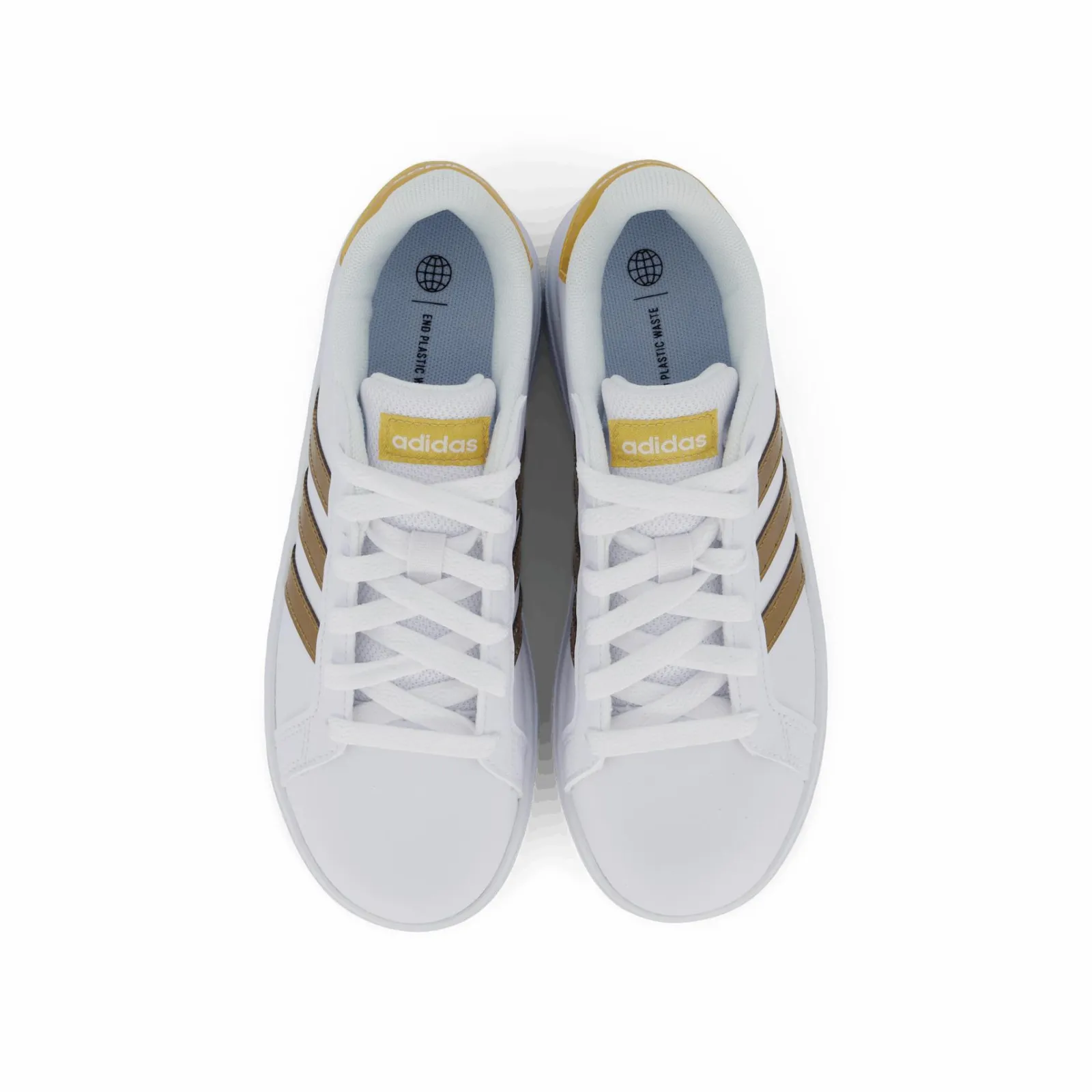 Barn adidas Grand Court Sustainable Lace Shoes Cloud White / Cloud White / Matte Gold