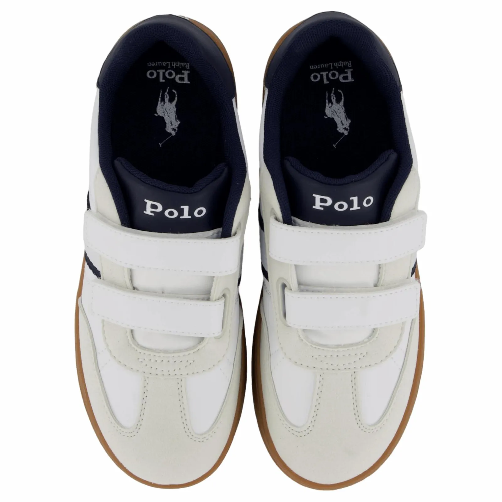 Barn Ralph Lauren Junior Heritage Court Iii Ez T-toe C-white Smooth/grey Micro/navy