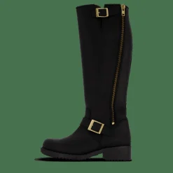 Johnny Bulls High Boot Double Zip Black / Shiny Gold