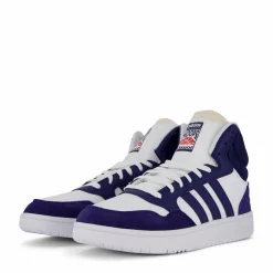 adidas Hoops 3 Mid Lifestyle Basketball Classic Vintage Shoes Cloud White / Dkblue / Dkblue