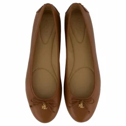 Lauren Ralph Lauren Jayna Nappa Leather Driver Flat Deep Saddle Tan