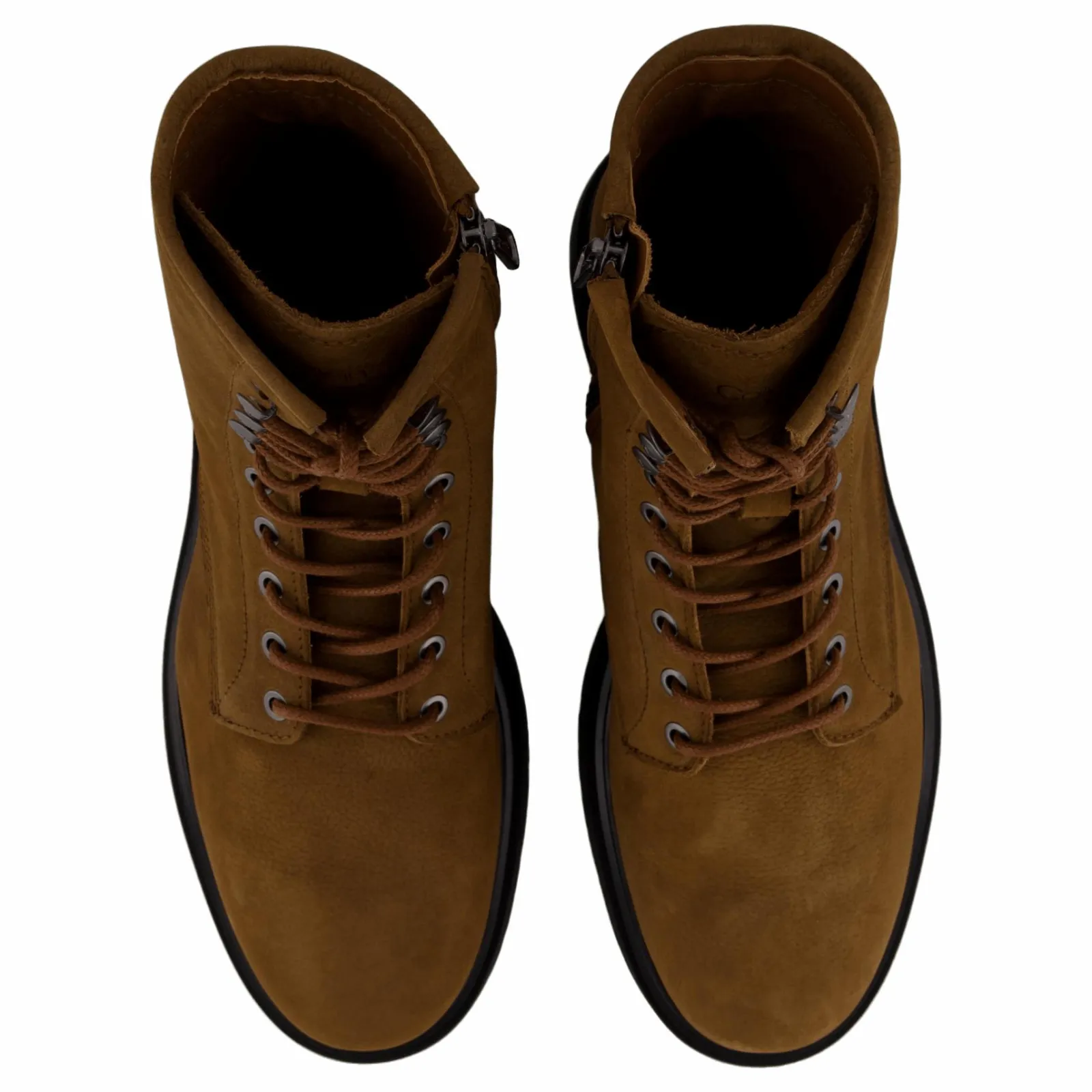 Calvin Klein Lace Up Boot W/ Zip Suede Snuff Brown