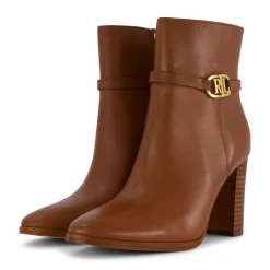 Lauren Ralph Lauren Maxie Burnished Leather Bootie Deep Saddle Tan