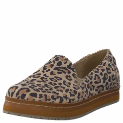Toms Palma Leather Wrap Desert Tan Leopard Print Suede