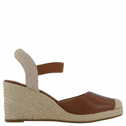 Lauren Ralph Lauren Pearle II Leather & Canvas Espadrille Deep Saddle Tan / Neutral / Deep Saddle Tan