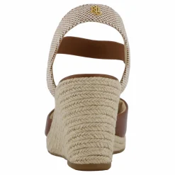 Lauren Ralph Lauren Pearle II Leather & Canvas Espadrille Deep Saddle Tan / Neutral / Deep Saddle Tan