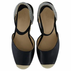 Lauren Ralph Lauren Pearle II Leather & Canvas Espadrille Black / Natural / Black