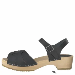 Swedish Hasbeens Peep Toe Low Black