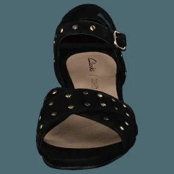 Clarks Sheer35 Strap Black Suede Studded