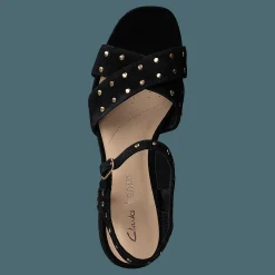 Clarks Sheer35 Strap Black Suede Studded