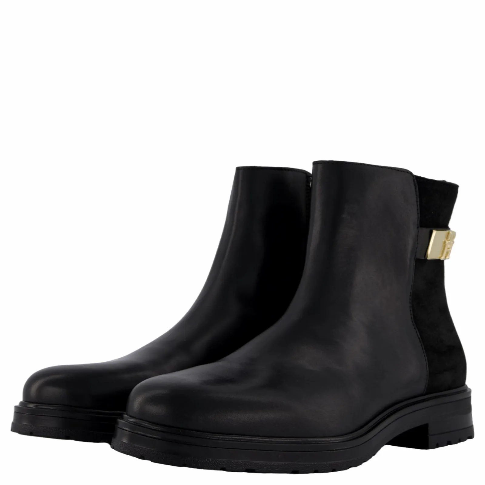 Tommy Hilfiger Th Logo Leather Mix Chelsea Black