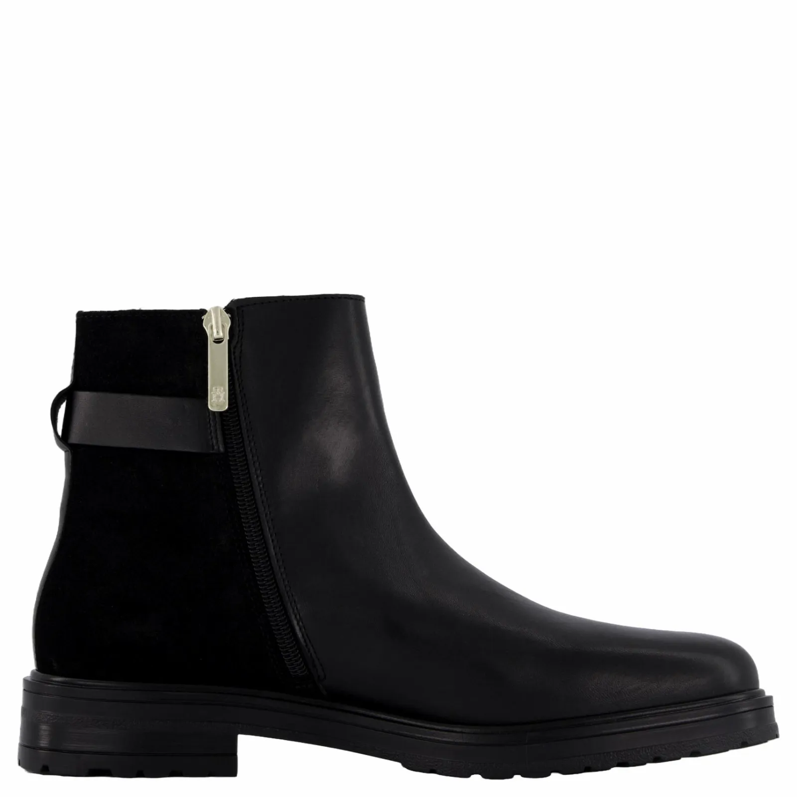 Tommy Hilfiger Th Logo Leather Mix Chelsea Black