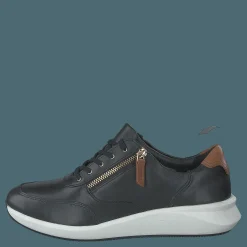 Clarks Un Rio Zip Black Leather