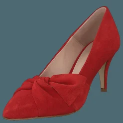 Bianco Zita Suede Bow Pump 441 - Red 1